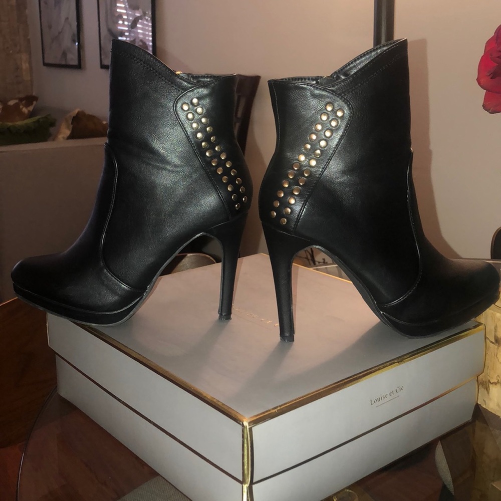 Gold Rhinestone Black Bootie - Picture 5 of 9